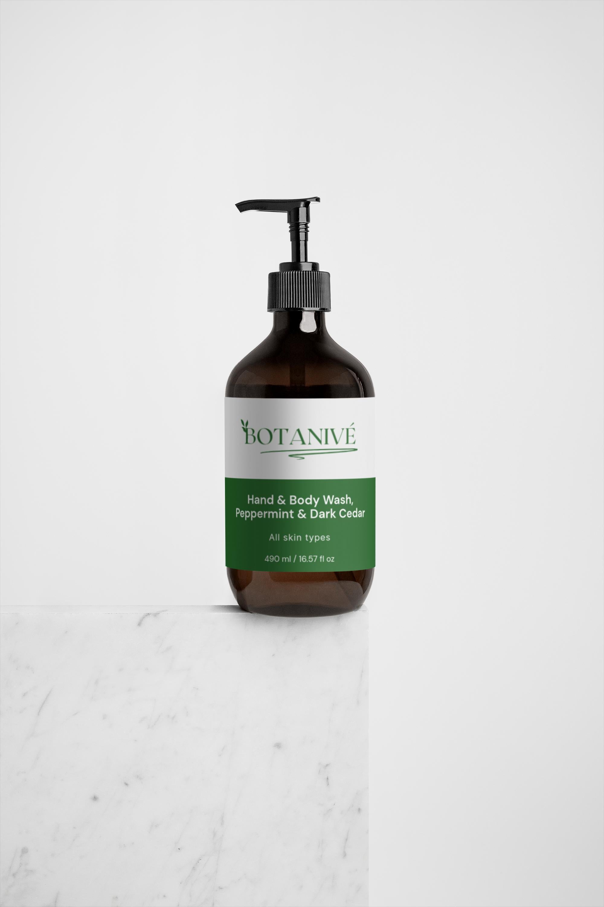 Hand & Body Wash, Peppermint & Dark Cedar