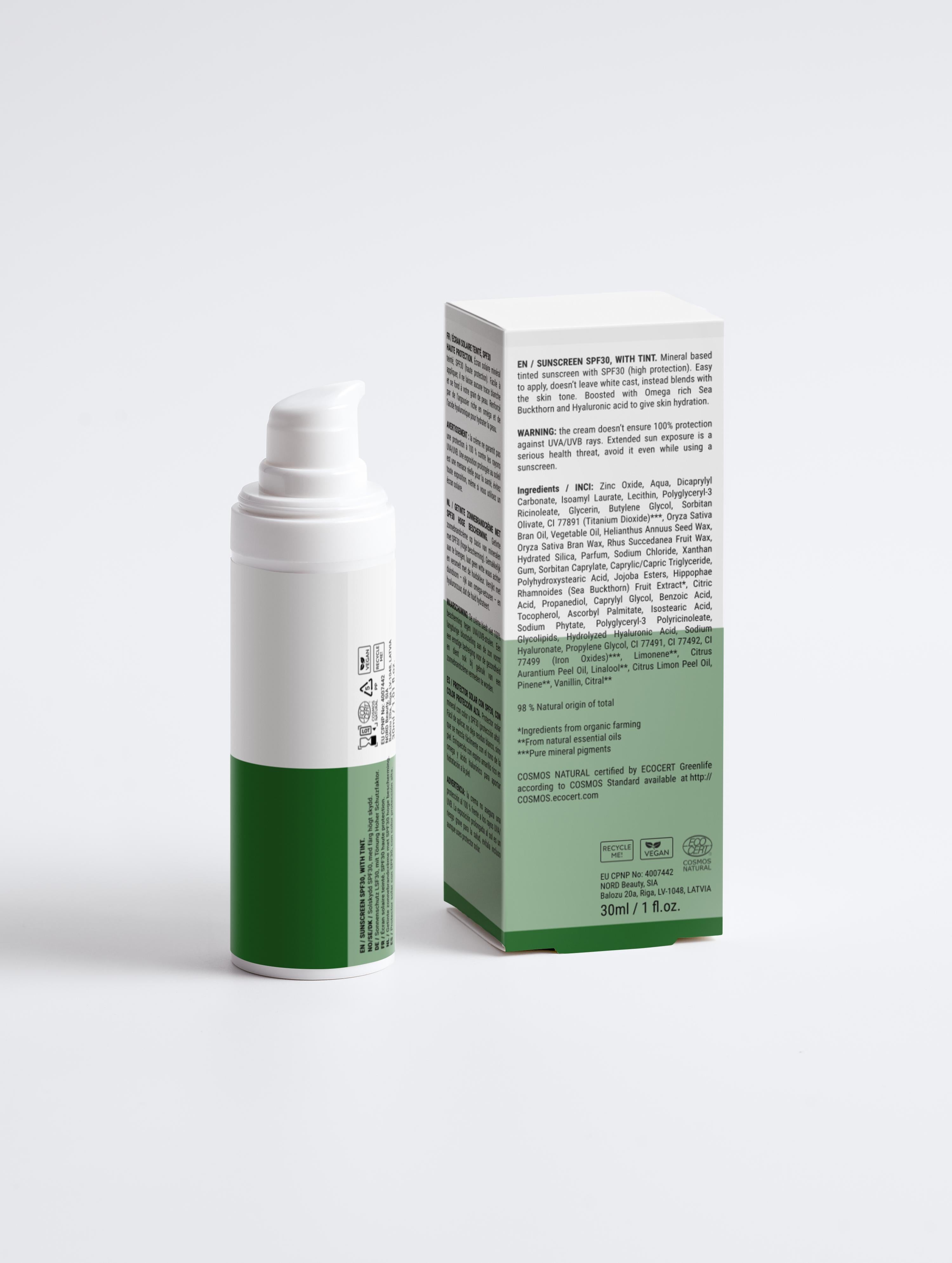 Sunscreen SPF30, with tint